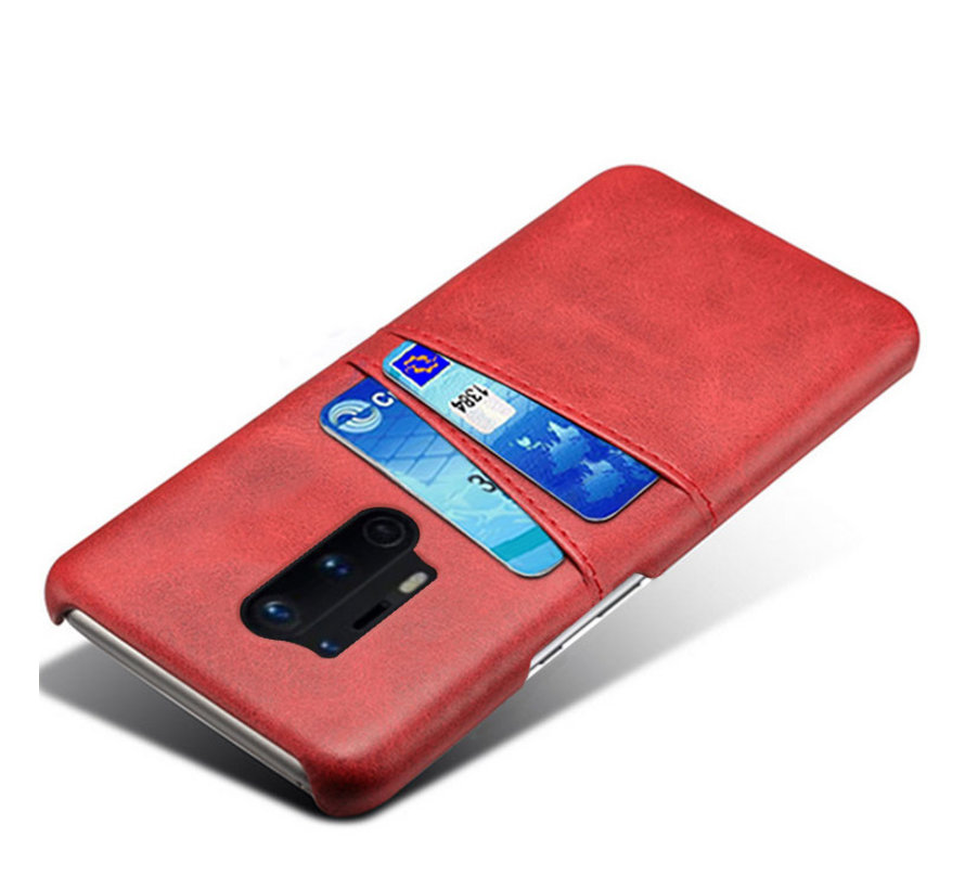 OnePlus 8 Pro Case Slim Leather Card Holder Red