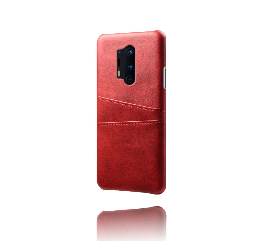 OnePlus 8 Pro Case Kartenhalter aus schmalem Leder Rot