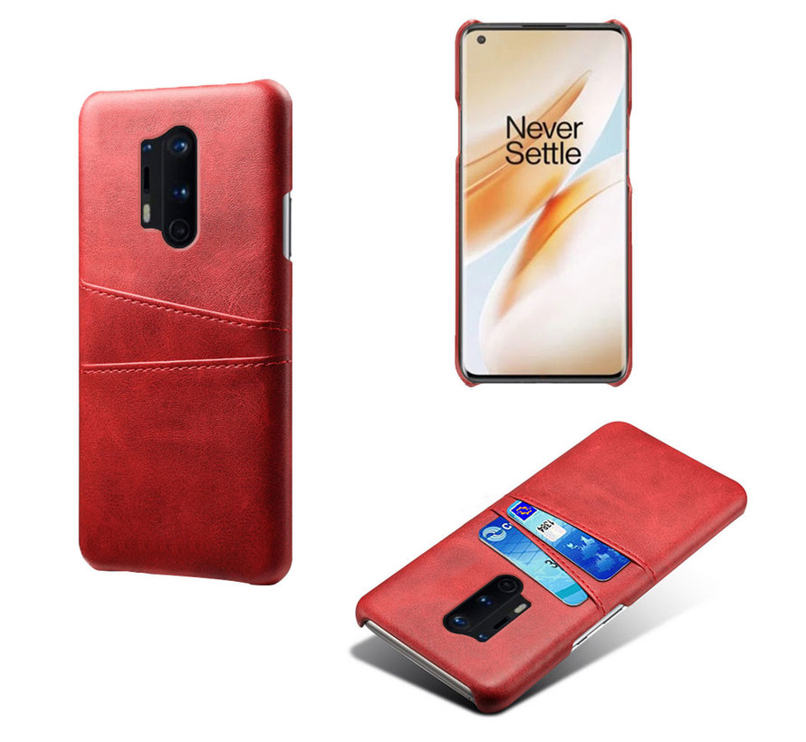 OnePlus 8 Pro Case Slim Leather Card Holder Red