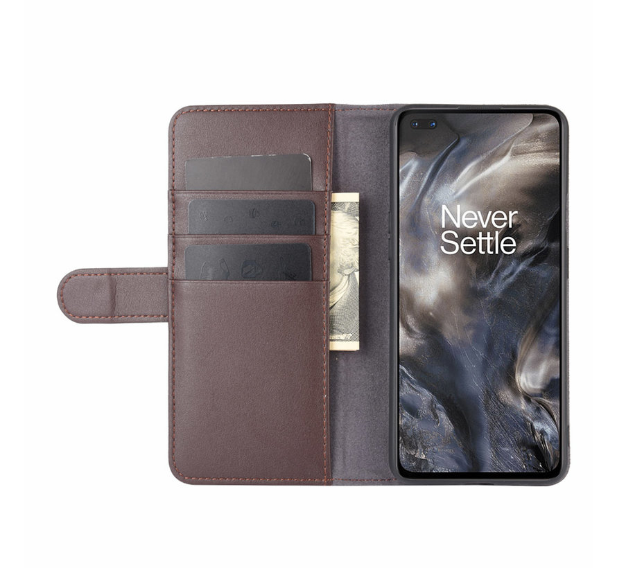 OnePlus Nord Wallet Case Genuine Leather Brown