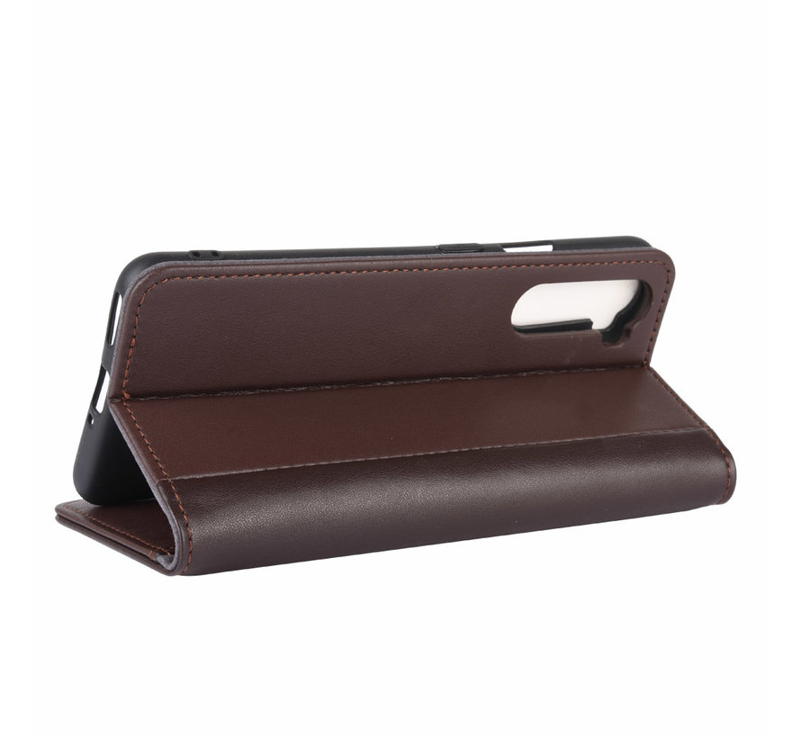 OnePlus Nord Wallet Case Genuine Leather Brown