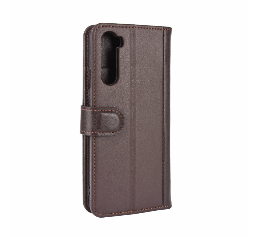 OnePlus Nord Wallet Case Genuine Leather Brown