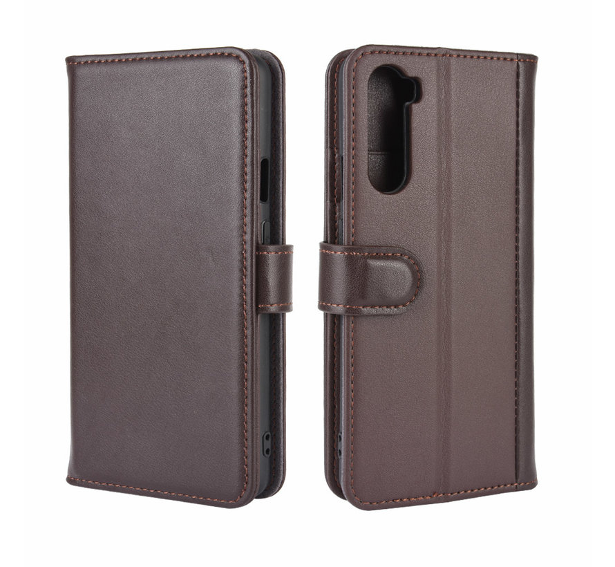 OnePlus Nord Wallet Case Genuine Leather Brown