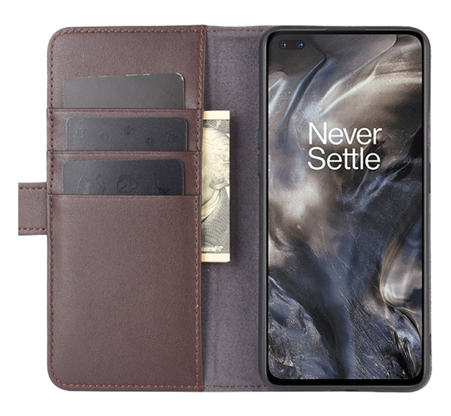 OnePlus Nord Wallet Case Genuine Leather Brown