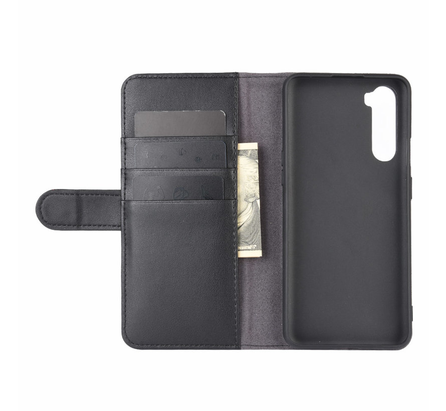 OnePlus Nord Wallet Case Genuine Leather Black