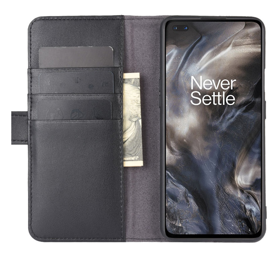 OnePlus Nord Wallet Case Echtleder Schwarz