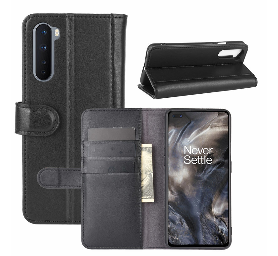 OnePlus Nord Wallet Case Genuine Leather Black