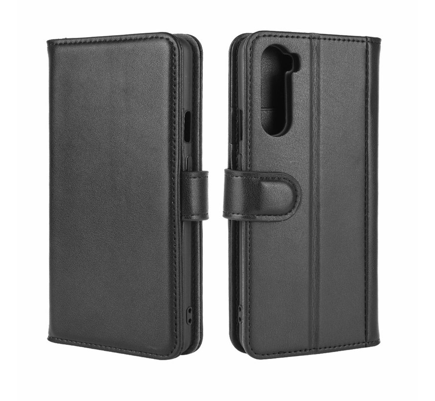 OnePlus Nord Wallet Case Genuine Leather Black