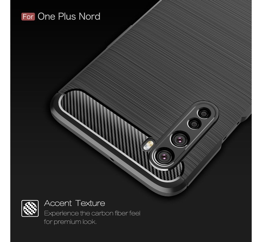 OnePlus Nord Hoesje Brushed Carbon Rood