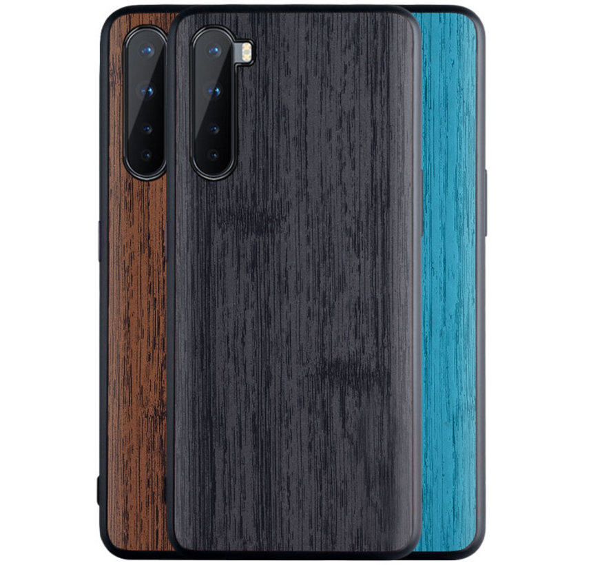 OnePlus Nord Hoesje Wood Grain Zwart