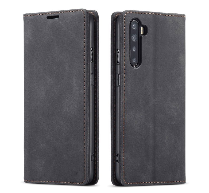 OnePlus Nord Wallet Hoesje Vintage Leder Zwart