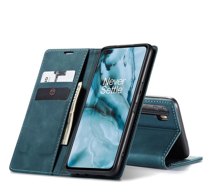 OnePlus Nord Wallet Case Vintage Leather Blue