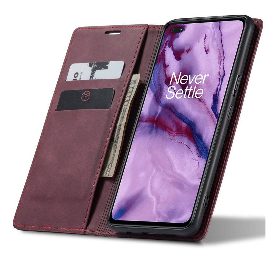 OnePlus Nord Wallet Case Vintage Leather Red