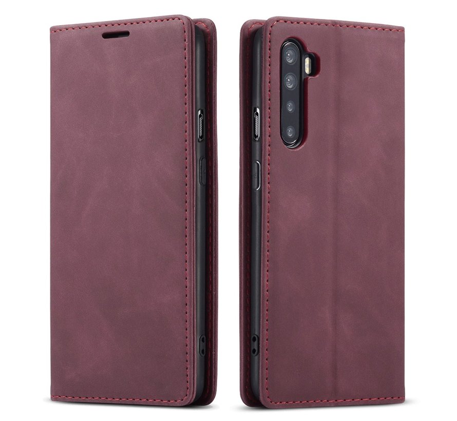 OnePlus Nord Wallet Hoesje Vintage Leder Rood