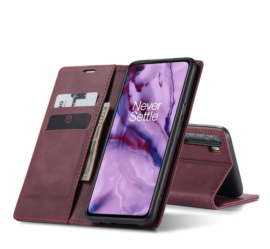 OnePlus Nord Wallet Case Vintage Leather Red