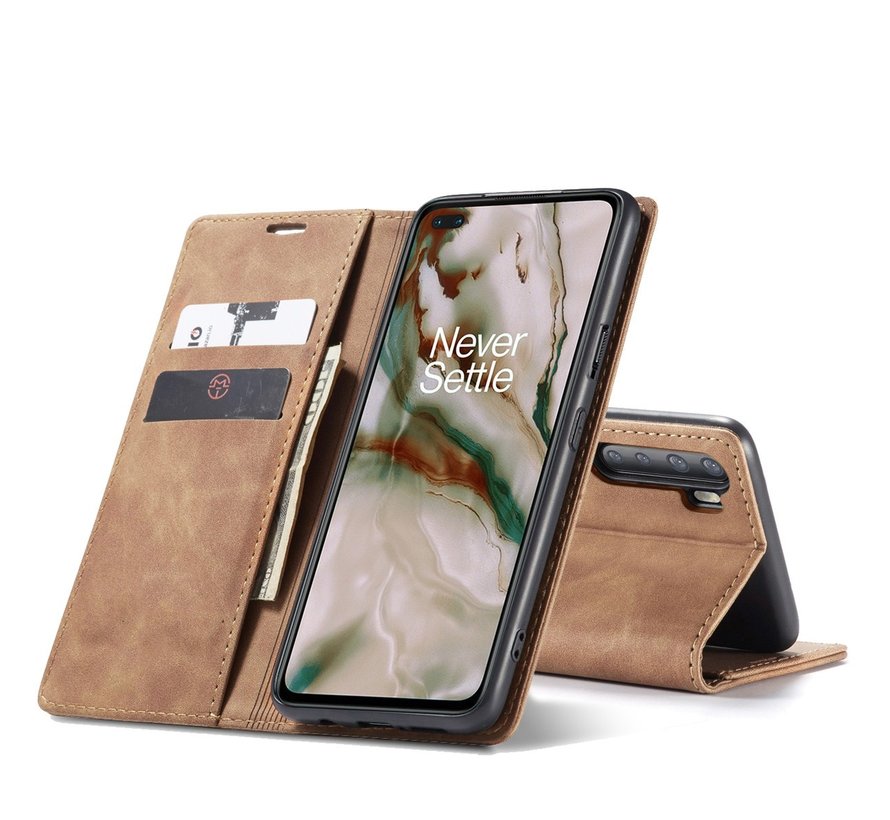 OnePlus Nord Wallet Case Vintage Leather Beige