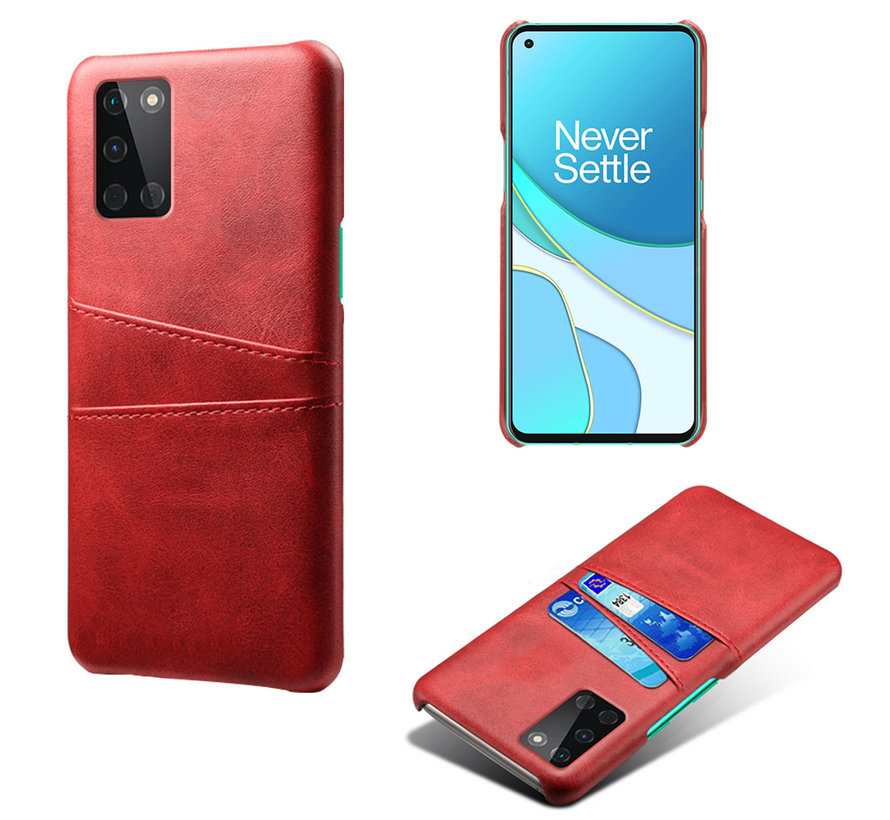 OnePlus 8T Case Slim Leder Kartenhalter Rot