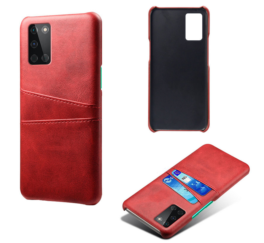 OnePlus 8T Case Slim Leder Kartenhalter Rot