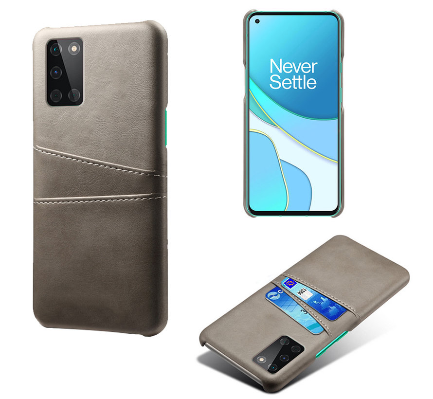 OnePlus 8T Case Slim Leather Card Holder Gray