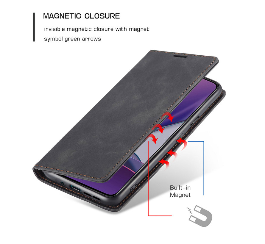 OnePlus 8T Wallet Case Vintage Leather Black