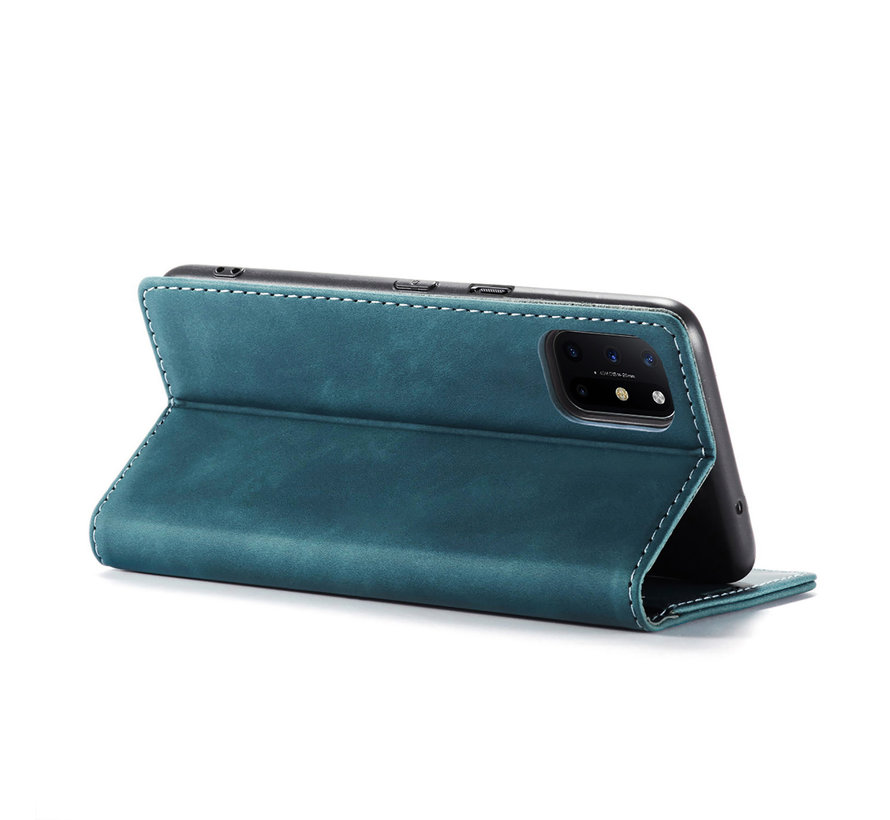 OnePlus 8T Wallet Hoesje Vintage Leder Blauw