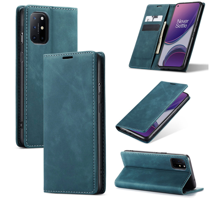 OnePlus 8T Wallet Case Vintage Leather Blue