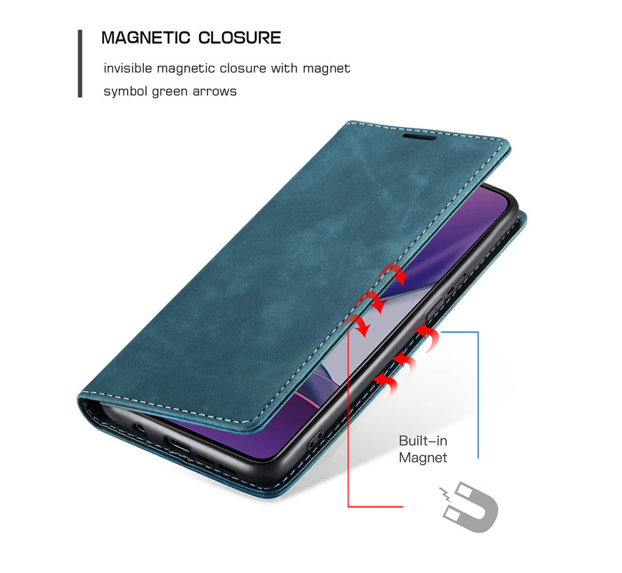 OnePlus 8T Wallet Hoesje Vintage Leder Blauw