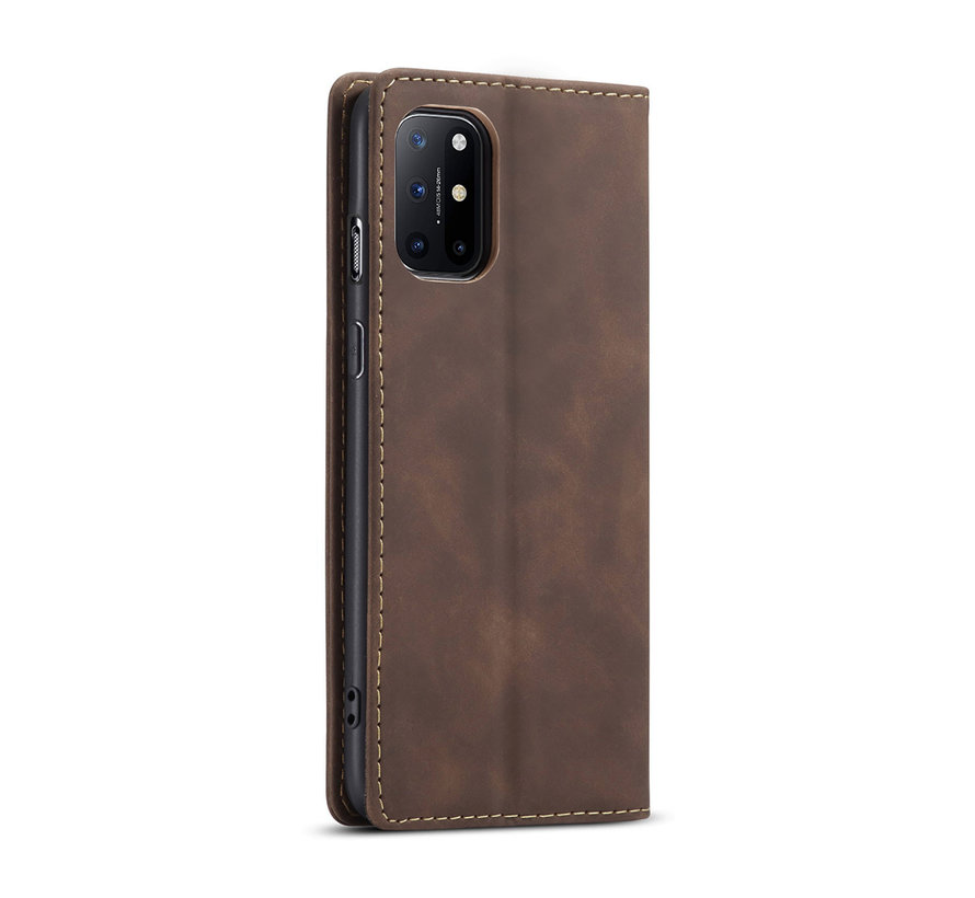 OnePlus 8T Wallet Case Vintage Leather Brown