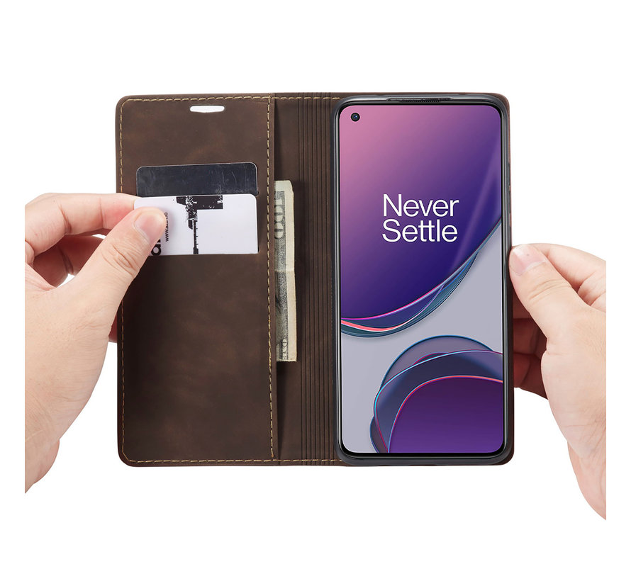 OnePlus 8T Wallet Hoesje Vintage Leder Bruin