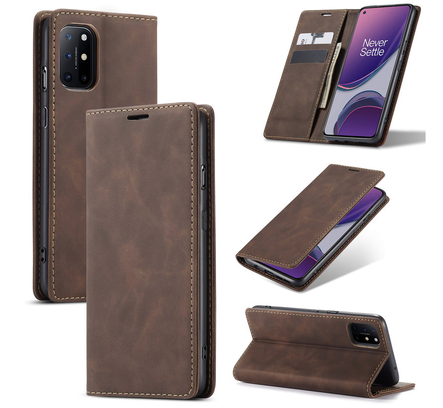 OnePlus 8T Wallet Case Vintage Leather Brown