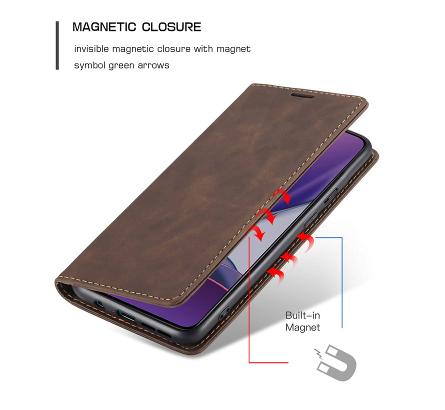 OnePlus 8T Wallet Hoesje Vintage Leder Bruin