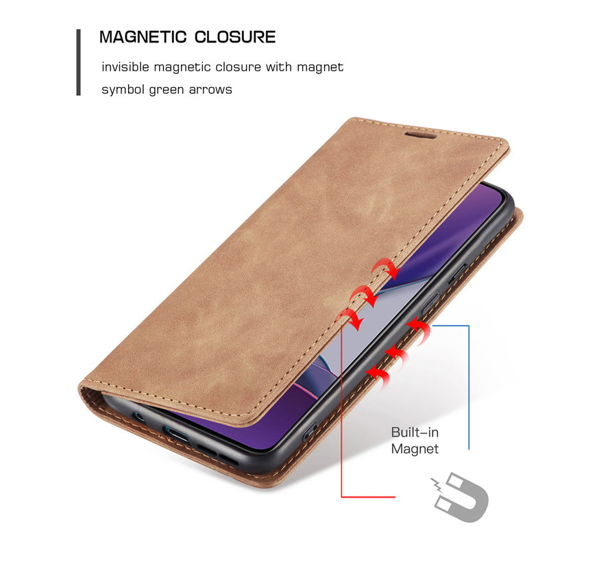 OnePlus 8T Wallet Hoesje Vintage Leder Beige