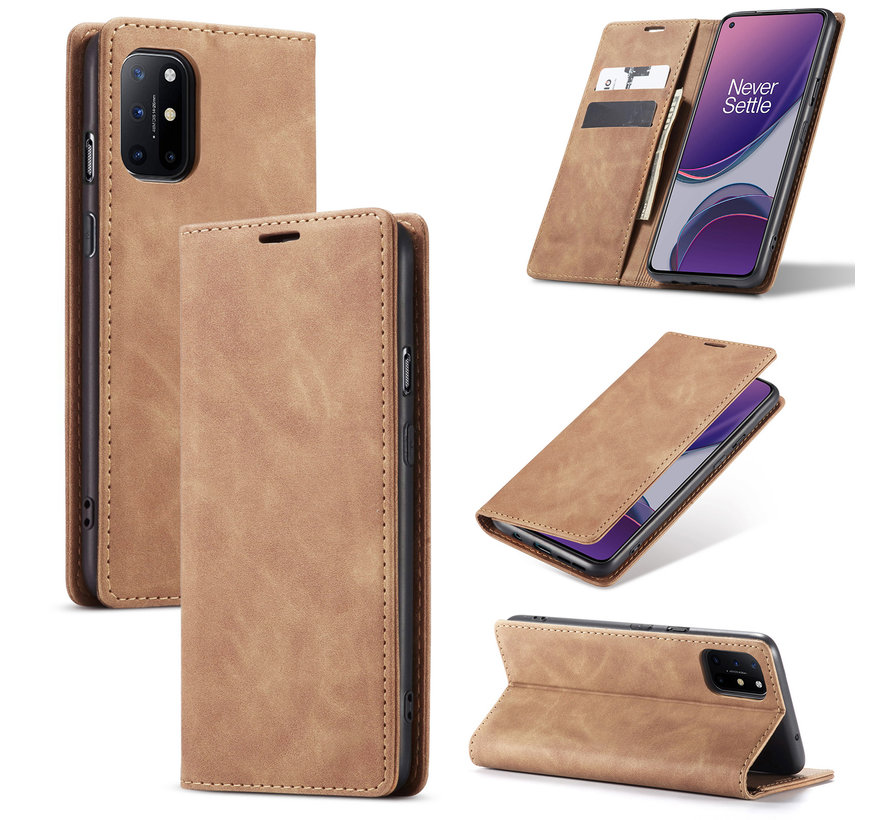 OnePlus 8T Wallet Case Vintage Leather Beige