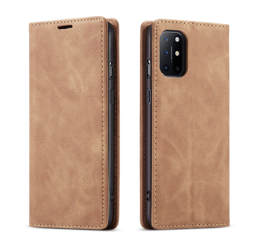 OnePlus 8T Wallet Hoesje Vintage Leder Beige