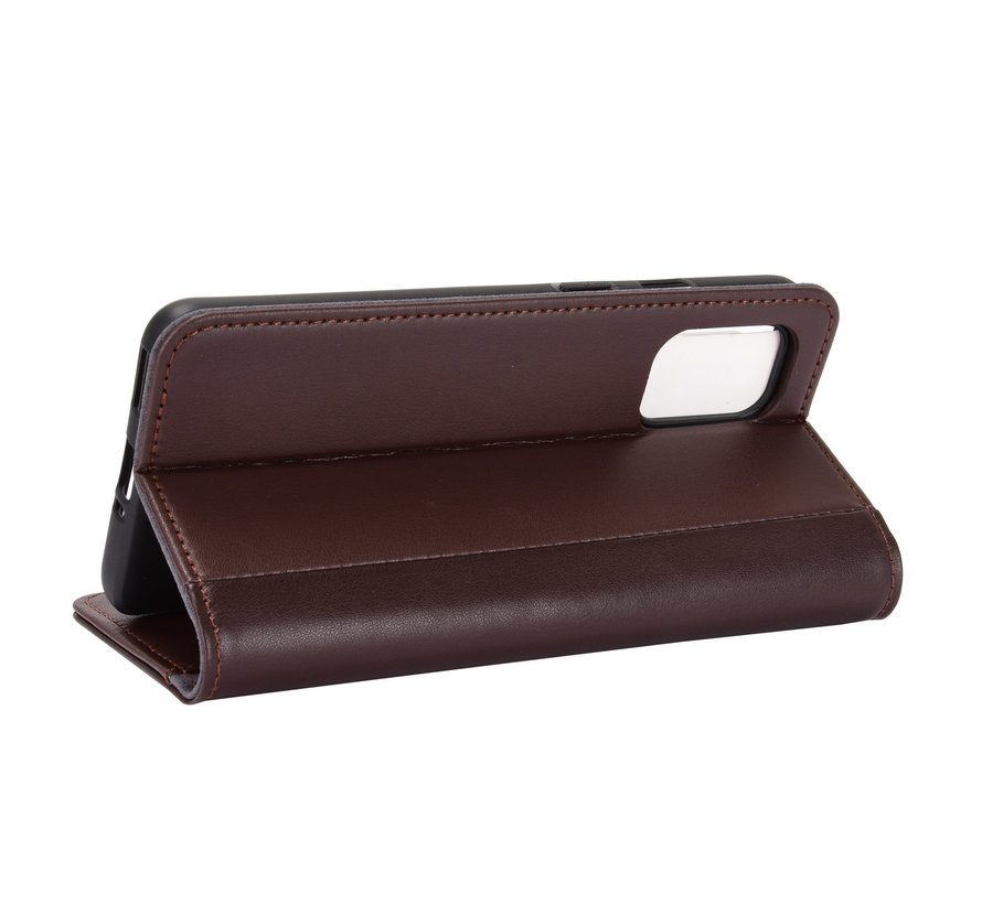 OnePlus 8T Wallet Case Genuine Leather Brown