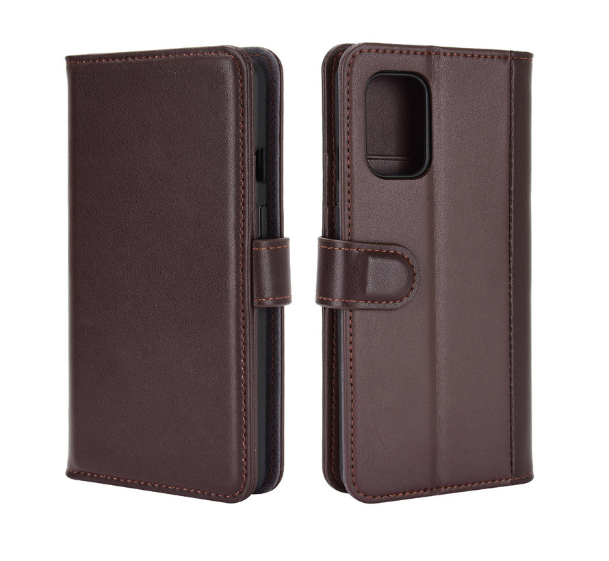 OnePlus 8T Wallet Case Genuine Leather Brown