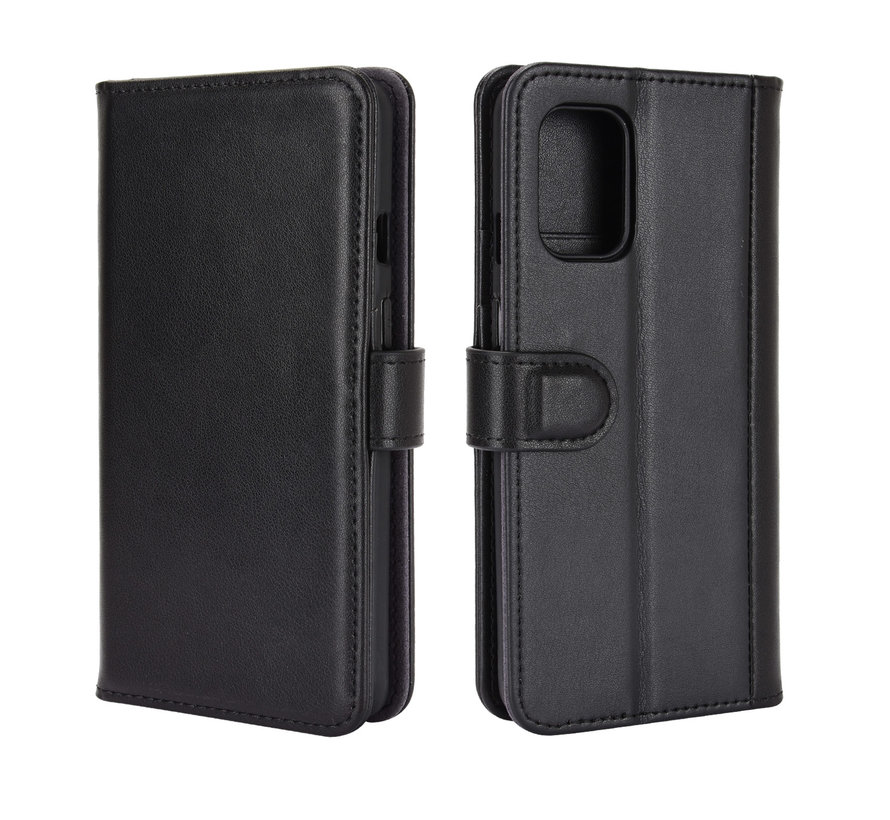 OnePlus 8T Wallet Hoesje Echt Leder Zwart