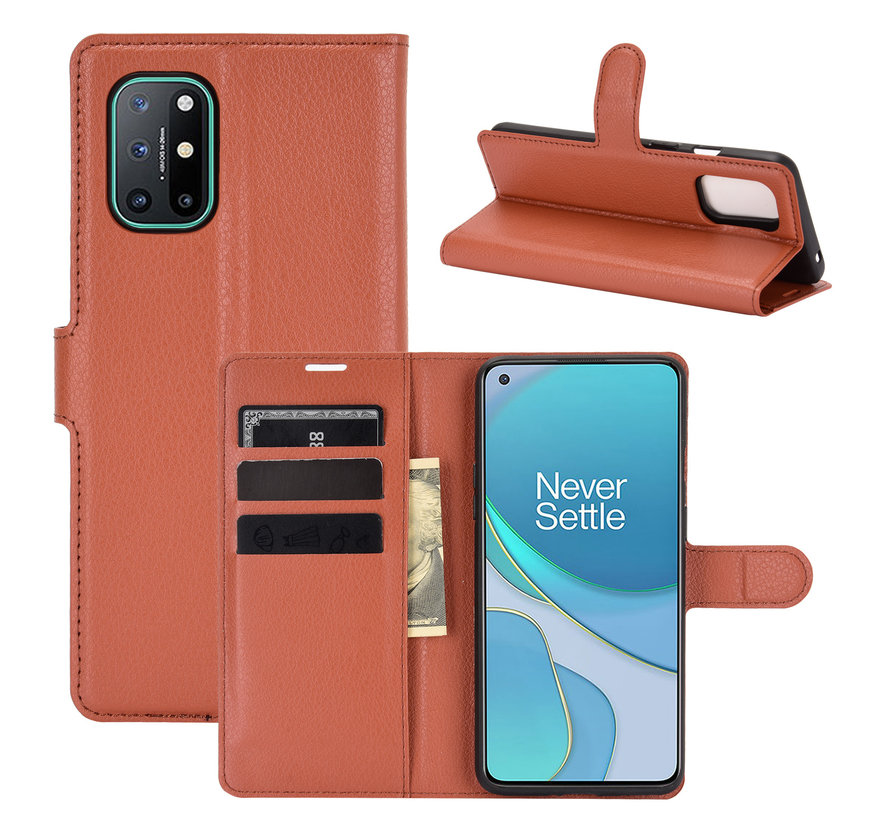 OnePlus 8T Wallet Flip Case Braun