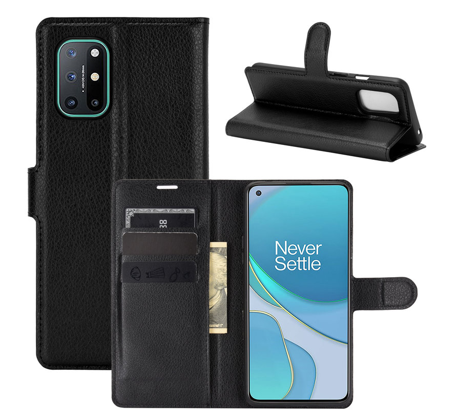 OnePlus 8T Wallet Flip Case Zwart