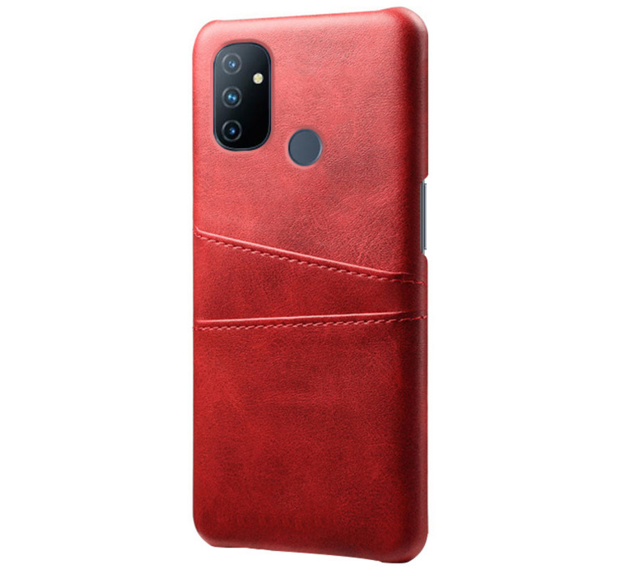 OnePlus Nord N100 Case Slim Leder Kartenhalter Rot