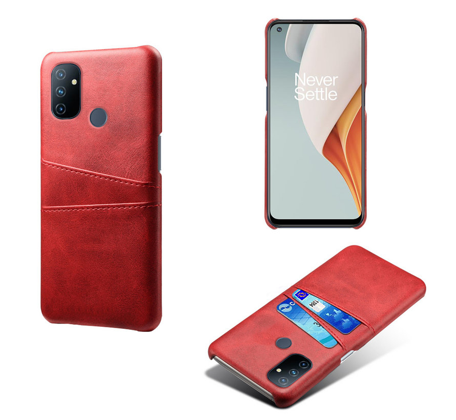 OnePlus Nord N100 Case Slim Leather Card Holder Red