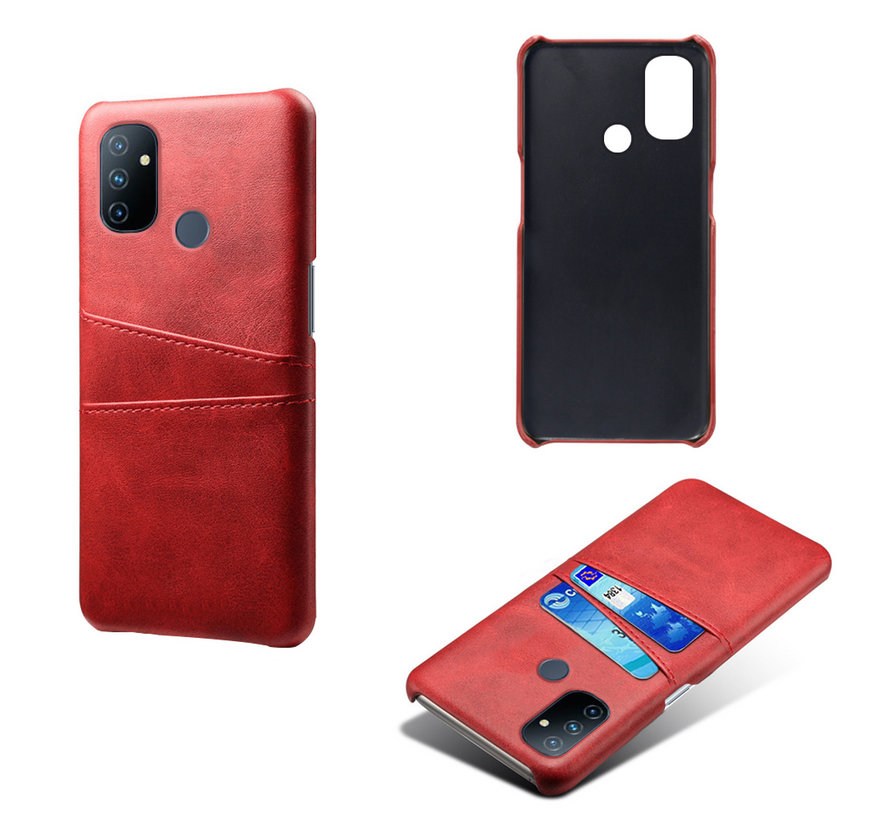 OnePlus Nord N100 Case Slim Leather Card Holder Red