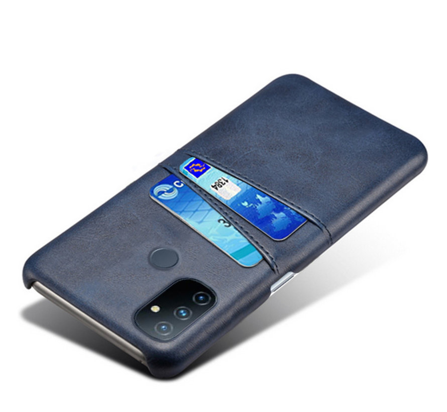 OnePlus Nord N100 Hoesje Slim Leder Kaarthouder Blauw