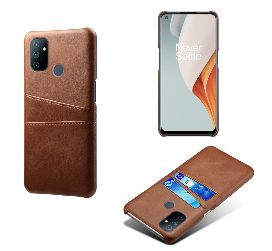 OnePlus Nord N100 Case Slim Leather Card Holder Brown