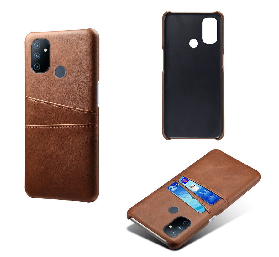 OnePlus Nord N100 Case Slim Leather Card Holder Brown