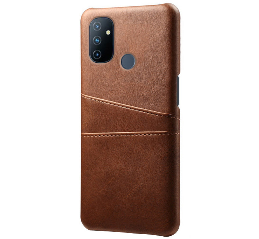 OnePlus Nord N100 Case Slim Leder Kartenhalter Braun