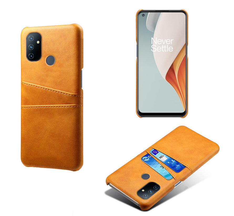 OnePlus Nord N100 Hoesje Slim Leder Kaarthouder Cognac