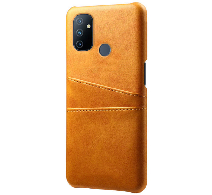 OnePlus Nord N100 Case Slim Leather Card Holder Cognac