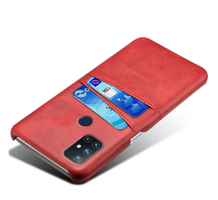OnePlus Nord N10 5G Hoesje Slim Leder Kaarthouder Rood