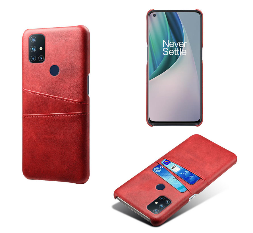 OnePlus Nord N10 5G Case Slim Leather Card Holder Red